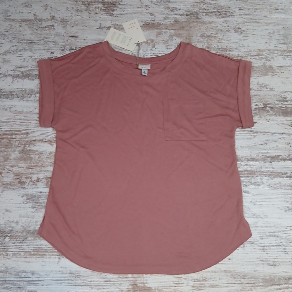 New Pink Short Sleeve Blouse T Shirt Top